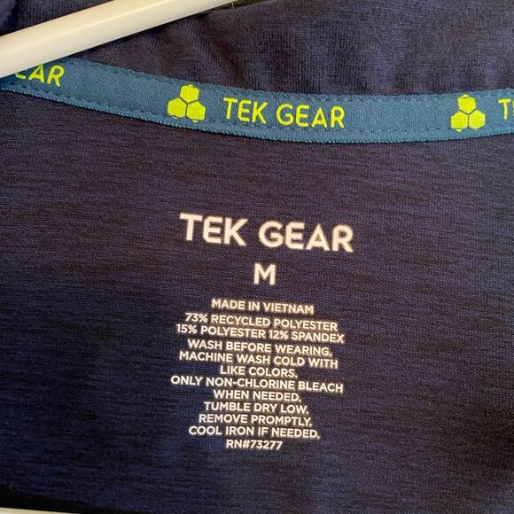 Tek Gear Size Medium Black Blue Mixed 1/4 Zip Pullover - Picture 4 of 7